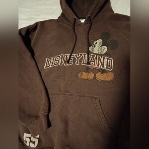 Disneyland Brown Hoodie with (Embroidered Letters) Mickey Mouse,& 55 On Pocket